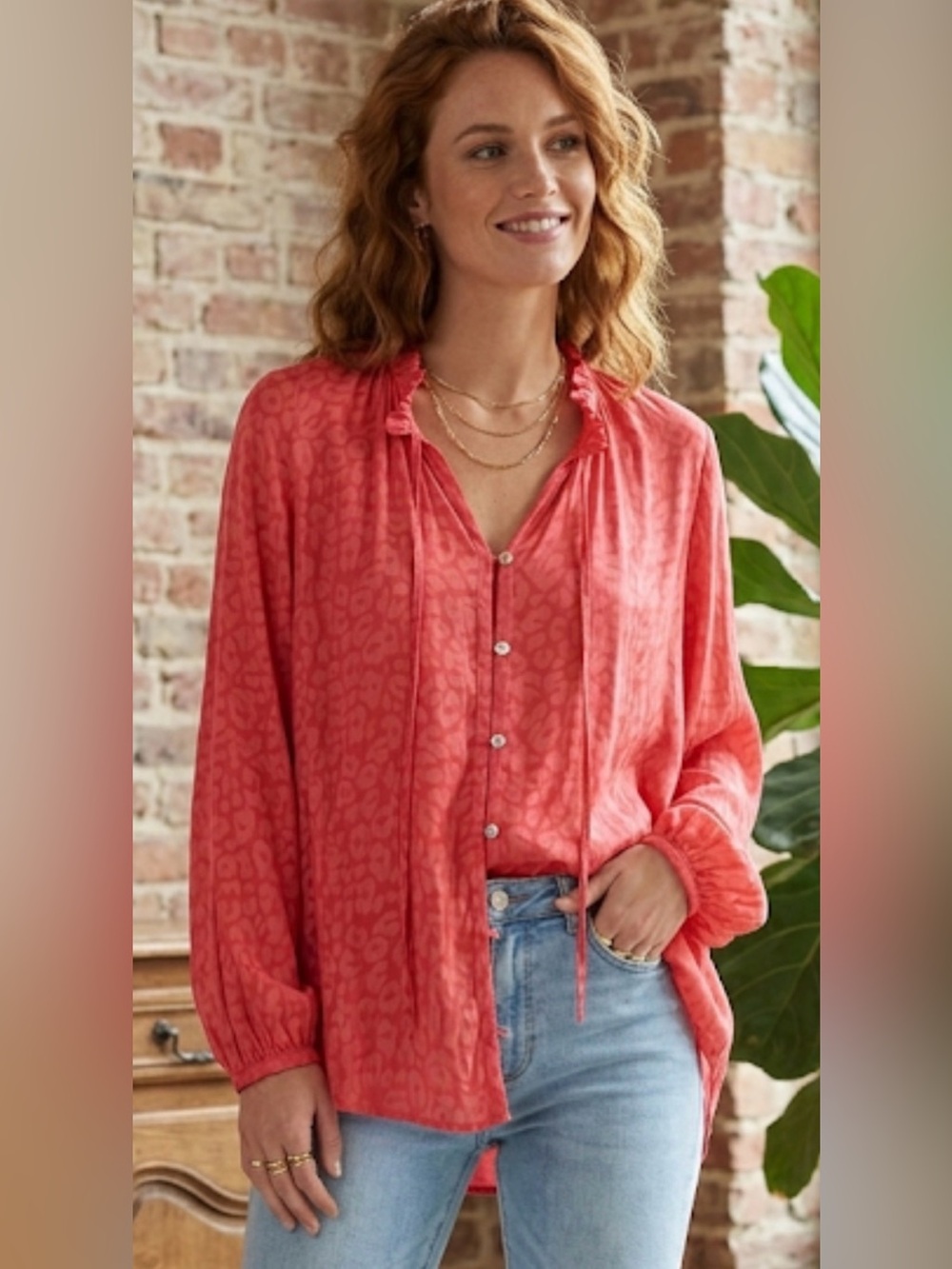 Show Me Your Mumu Women's Red Alicia Tunic Silky Cheetah Top